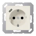 JUNG A 1520-18 C SCHUKO pistikupesa 16 A USB-laadijaga (JUNG Quick Charge) 1 x C-t&uuml;&uuml;p, Safety Plus, AS-seeria, valge (elevandiluu)