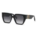 Philipp Plein naiste p&auml;ikeseprillid SPP160-570700 must atsetaatraam, hall l&auml;&auml;ts, 57 mm