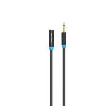Audio pikenduskaabel Vention 3.5 mm 1.5 m, isane-pistikust emasesse, puuvillap&otilde;imikuga, must metalne viimistlus