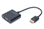 DIGITUS HDMI-VGA konverteri adapter Type A - VGA (D-Sub) pistik, 3,5 mm helipistik, must