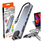 Media-Tech MT5046 8-in-1 USB-C jaotur, Gigabit LAN, HDMI 4K, USB 3.0, SD/microSD, PD 100 W, alumiinium