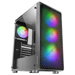 Mars Gaming MC-F Must, ATX m&auml;ngu-pooltorn, t&auml;isklaasist k&uuml;lgaken, metallv&otilde;rk-esipaneel, 4x 120mm ARGB ventilaatorit