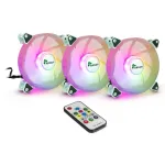 Inter-Tech Argus RS-06 RGB ventilaatorite komplekt, 3 tk, 120 mm (120x120x25), RF, must/valge
