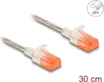 V&otilde;rgukaabel DeLOCK RJ45 Cat.6A U/UTP &otilde;huke 0.3m l&auml;bipaistev