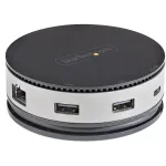StarTech.com USB-C mitme pordiga adapter &ndash; USB 3.1 Gen 2 10 Gbit/s USB-C minidokk, 4K 60 Hz HDMI/DisplayPort v&otilde;i 1080p VGA, 75 W PD l&auml;bip&auml;&auml;s, 3 pordiga USB-jaotur, GbE &ndash; mobiilne dokkimisjaam