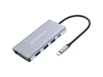 Conceptronic DONN20G 10-in-1 USB 3.2 Gen 1 dokkimisjaam, HDMI, VGA, USB-A 5 Gbps, USB-C 5 Gbps, SD, TF/MicroSD, heli, GbE LAN, 100 W USB PD
