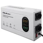 Qoltec Automatic Voltage Stabilizer AVR 2000VA 1200W Compact Toroidal Transformer
