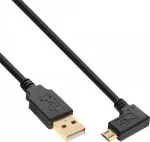 InLine Micro-USB 2.0 kaabel, USB-A isane Micro-B isane nurga all, kullatud kontaktid, 0,5 m