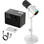 MOZOS GM-ONE Valge d&uuml;naamiline mikrofon USB XLR RGB LED