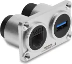 Delock kahekordne paneelile kinnitatav pesa USB 5 Gbps Type-A emane + RJ45 emane Cat.6 h&otilde;bedane