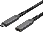 S CONN Flexline USB-C pikenduskaabel, USB-C isane - USB-C emane, USB 3.2 Gen 2, 100W PD, 4K@60Hz, tekstiilpunutud, 1,5m, must FL31-74006