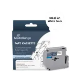 MediaRange sildilindi kassett Brother M-K221BZ jaoks, 9 mm x 8 m, must valgel