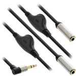 InLine &Otilde;huke Audio Y-kaabel 3,5 mm isane / 2x emane, helitugevuse reguleerimisega 0,25 m