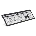Klaviatuur Logickeyboard XL Print Universal USB QWERTZ German Must Valge