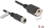 V&otilde;rgukaabel DeLOCK M12 Kaabel D-kodeeritud 4 pin emane RJ45 k&uuml;lge Cat5e 5m Must
