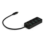 StarTech.com 4-pordiline USB-C jaotur &ndash; USB-C kuni 4x USB 3.0 t&uuml;&uuml;p-A porti individuaalsete sisse-/v&auml;ljal&uuml;litusl&uuml;lititega &ndash; SuperSpeed 5 Gbps USB 3.1/3.2 Gen 1 &ndash; USB-siini toide &ndash; kaasaskantav &ndash; 25 cm k&uuml;ljes olev kaabel