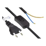 Good Connections Euro toitekaabel Euro-pistik t&uuml;&uuml;p C (sirge) kuni eemaldatud isolatsiooniga otsteni, l&uuml;litiga, must, 0,75 mm&sup2;, 1,5 m (P0386-S015)