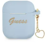 Guess AirPods 1/2 Cover Silicone Charm Heart Collection Blue