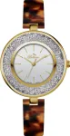 BELLEVUE D72 Women's Quartz Analog Watch 33mm Silver Dial Black Leather Strap