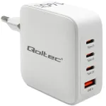Laadija QOLTEC 51828 140W GaN 3&times;USB‑C PD + 1&times;USB‑A QC 3.0 &ndash; mitme pordiga kiirlaadija