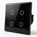 Qoltec Smart Touch Light Switch 4-Gang Wi-Fi Timer Tuya | Karastatud klaas | Valge