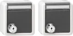Gira komplekt 2x SCHUKO pistikupesa luku ja klapiga, pealispinnaline, IP44, &uuml;hise v&otilde;tmega, puhtvalge 456030