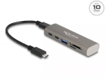DeLOCK 3-pordiline USB-jaotur 10 Gbps SD- ja microSD-kaardilugejaga USB-C