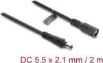 Delock DC pikenduskaabel 5,5 x 2,1 mm pistik-pesa bajonettlukuga 18 AWG, 2 m must (67390)