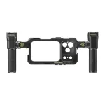 Freewell Genius Rig telefonihoidik iPhone 17 Pro Max jaoks &ndash; must alumiiniumisulami raam kahe k&auml;epidemega