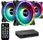 Aerocool DUO12PRO komplekt 3x ventilaator 12 cm ARGB LED kahekordne r&otilde;ngas vibratsioonivastane 6 kontaktiga, must