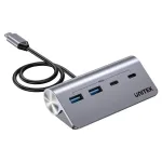 USB-jaotur Unitek H1337AGY01 &mdash; 4 pordiga (2&times;USB-C, 2&times;USB-A), kuni 5 Gbps pordi kohta, alumiinium, h&otilde;bedane