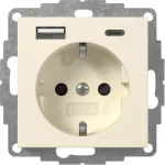 GIRA 245901 SCHUKO pistikupesa USB laadijaga 2x Type A/C System 55 kreemvalge