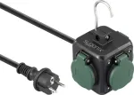 Sygonix SY-6903362 toiteplokk-kuup 4 vahelduvvoolu pistikupesa ja 2 USB-pordiga, must/roheline