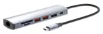 Manhattan USB-C dokk/jaotur kaardilugejaga, pordid (x5): Ethernet, HDMI, USB-A (x2) ja USB-C, toiteedastusega (PD) 100 W &ndash; vajab v&auml;list USB-C laadijat (ei kuulu komplekti). USB-toitega (v&auml;list toiteallikat pole vaja), kui PD ei ole kasutusel