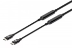 USB-C kaabel Manhattan 5m aktiivne isane-isanele 10 Gbps 3A Must