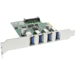 InLine USB 3.0 4 pordi hostkontroller PCIe, sh madalaprofiililine kronstein ja 4 kontaktiga lisatoiteadapter