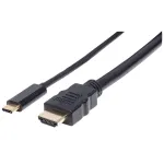 Manhattan USB-C HDMI-kaabel, 4K@30Hz, 2m, must, isane isasele, kolmeaastane garantii