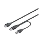 Wentronic Goobay USB 2.0 Hi-Speed Dual-Power kaabel, must, 0,3 m - USB 2.0-pistik (t&uuml;&uuml;p A) , USB 2.0-pistik (t&uuml;&uuml;p A) > USB 2.0-pesa (t&uuml;&uuml;p A) (93353)