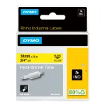 DYMO Rhino Industrial Heat-Shrink kaabel Label Tubes | 19 mm x 1,5 m | Must tr&uuml;kk kollasel | Rhino m&auml;rgistajatele