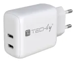 Techly IPW-USB-2C35W mobiilseadmete laadija S&uuml;learvuti, Nutitelefon, Tahvelarvuti Valge Vahelduvvool Kiirlaadimine Toatingimustes