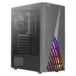 Aerocool DELTABKV1 ATX PC Case RGB Front Full Side Window 12cm Fan Must