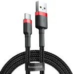 BASEUS punutud Cafule kiirlaadimiskaabel - USB Type-A kuni Type-C 2A - 2 m - must (nailon)