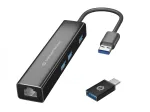 Conceptronic DONN07BA 3-pordiline USB 3.0 jaotur Gigabit Etherneti adapteriga, USB-C/USB-A, Wake-on-LAN, must