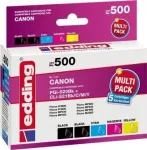 Edding EDD-500 (18-500) &uuml;hilduv tindikassettide komplekt, 5 tk, must/ts&uuml;aan/magenta/kollane, Canon PGI-520 BK / CLI jaoks