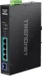 TRENDnet TI-PGM541 - l&uuml;liti - -20 &deg;C - 65 &deg;C (-4 &deg;F - 149 &deg;F) - 4 x 10/100/1000 (PoE+) + 1 x Gigabit SFP - DIN-liistule paigaldatav, seinale kinnitatav - PoE+ (120 W) - alalisvool