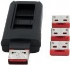 EXSYS EX-1114-R USB Type-A pordilukk, 4 lukustatavat katet USB-A pesadele koos v&otilde;tmega, punane