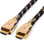 Roline Gold - HDMI-kaabel Etherneti toega - HDMI (M) HDMI (M) - 3 m - kahekordne isolatsioon - must-kuldne - 4K tugi