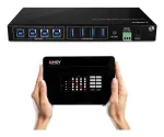 Lindy 4x4 USB 3.2 Gen 1 maatriksl&uuml;liti, 5 Gbit/s, must, metallist, p&ouml;&ouml;rdnupp, CE, FCC, RoHS ja REACH, USB Type-A, USB Type-B