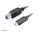 Akasa USB 3.1 Gen2 kaabel C - B USB-C isane USB-B isane - 1m must