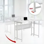 MCN Maclean MC-126 L/W Kokkupandav L-kujuline laud, valge, mobiilne, 100x73 cm, 50 kg koormus